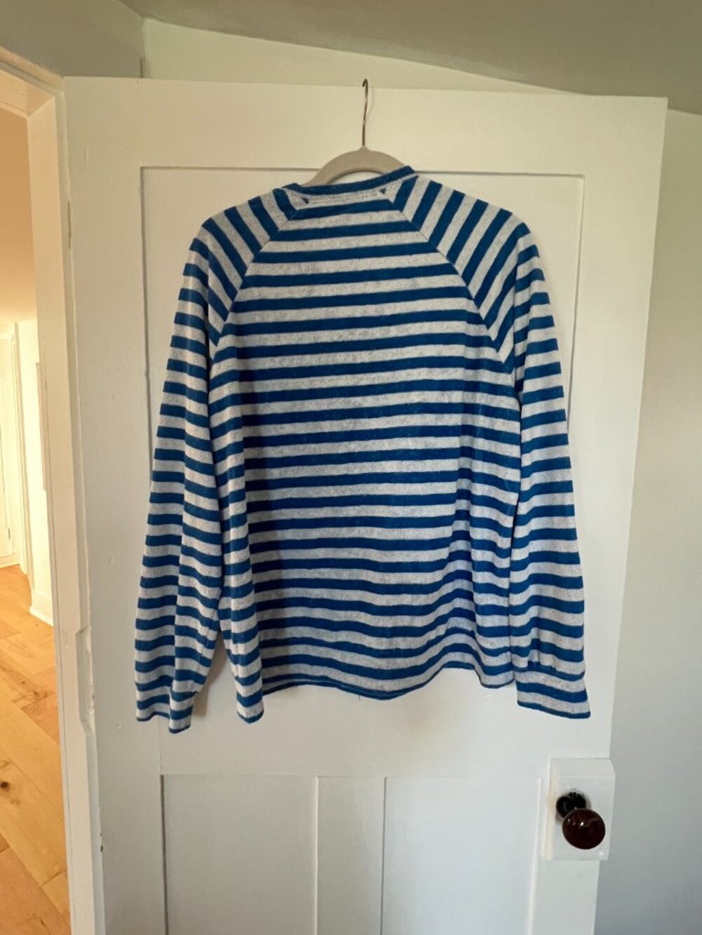 KULE Terry Franny Striped Crewneck - Royal Blue & White Stripe - Size Large - Picture 4 of 4